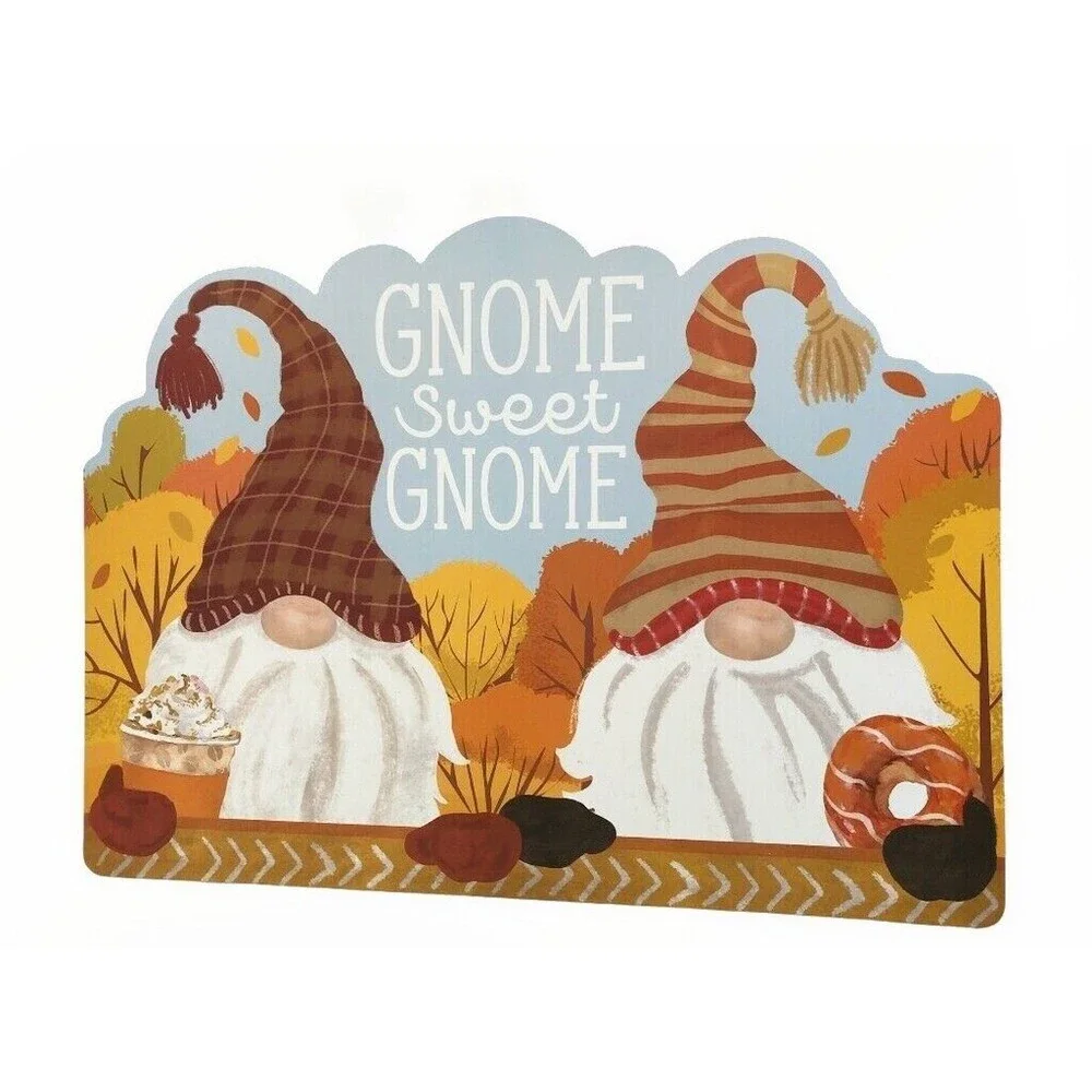 Thanksgiving Gnome Sweet Gnome Fall Cut Out Placemats Vinyl Foam Back Set of 4